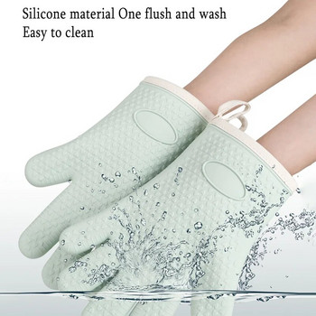1 чифт ръкавици за барбекю Силиконова топлоустойчива ръкавица Ръкавици за кухненска микровълнова фурна 300 градуса огнеупорни и неплъзгащи се ръкавици за барбекю