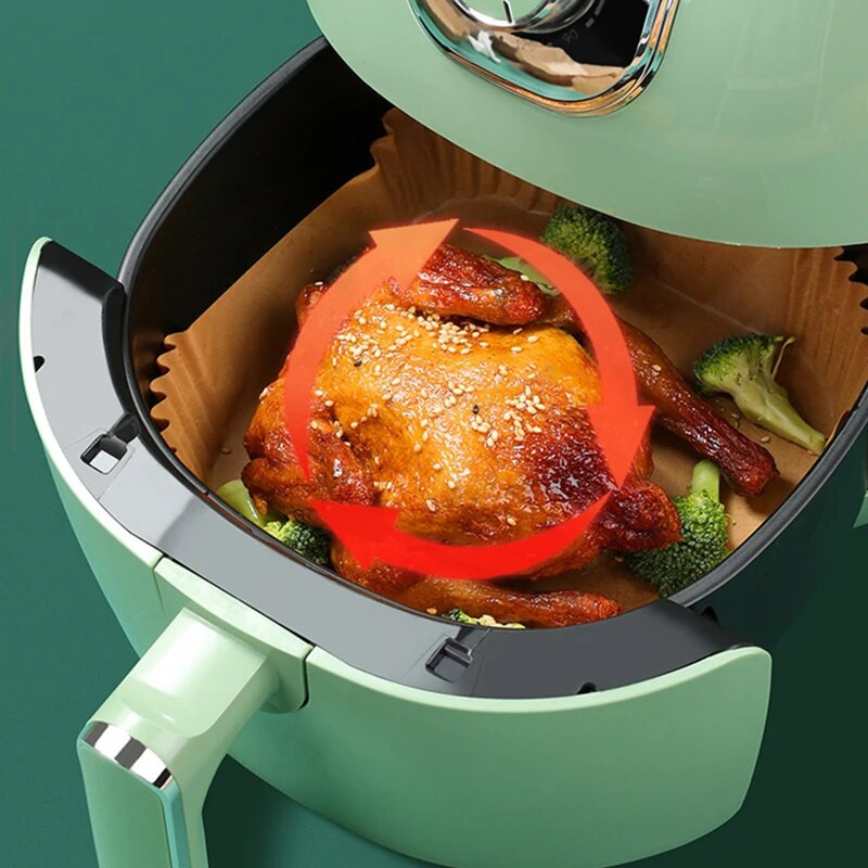 Spetsiaalne paber õhufritüüri küpsetamiseks Õlikindel õli imav paber majapidamises kasutatavate BBQ-plaadiga ahjude jaoks.