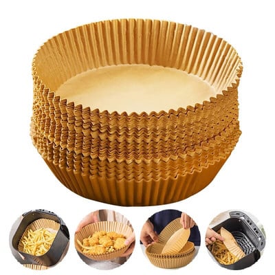 50/30/25/10 vnt. oro gruzdintuvės popieriaus padėklai 16/20 CM Airfryer kepimo popieriaus formelės Aliejui atsparios oro gruzdintuvės vienkartinis kepimo popieriaus įdėklas