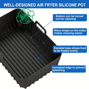 2 Pack Air Fryer Pots σιλικόνης 8,5 ιντσών επαναχρησιμοποιήσιμες επενδύσεις σιλικόνης Tower Instant Vortex Air Fryer Food Safe Dual Basket