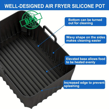 2 опаковки въздушен фритюрник Силиконови гърнета 8,5 инча за многократна употреба Силиконови облицовки Кула Instant Vortex Въздушен фритюрник Безопасен за храна Двойна кошница Аксесоари
