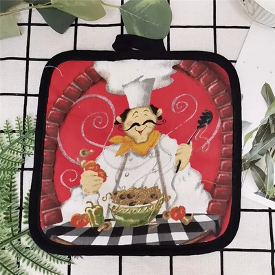 1tk 17x17cm õmblemine puuvill värviline puu-prinditud rannik Talbe plats Potihoidja kauss matt köögi küpsetustööriist