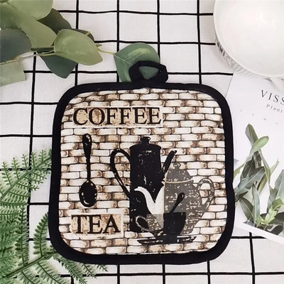 1tk 17x17cm õmblemine puuvill värviline puu-prinditud rannik Talbe plats Potihoidja kauss matt köögi küpsetustööriist