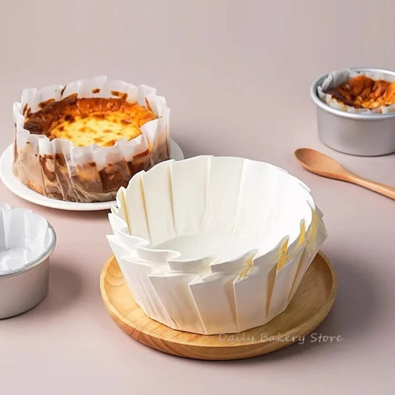4/6 ιντσών Δίσκος χαρτιού λαδιού για τυρόπιτα Βάσκων Πτυσσόμενη φόρμα για κέικ Χαρτί μους μιας χρήσης απελευθέρωσης Χαρτί κέικ λαδιού ψησίματος Χαρτί άκρων