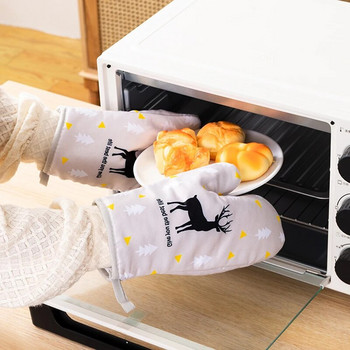 1 τεμάχιο γάντια φούρνου μικροκυμάτων κουζίνας με πάχυνση Γάντια ψησίματος οικιακής χρήσης με διαφανή εκτύπωση