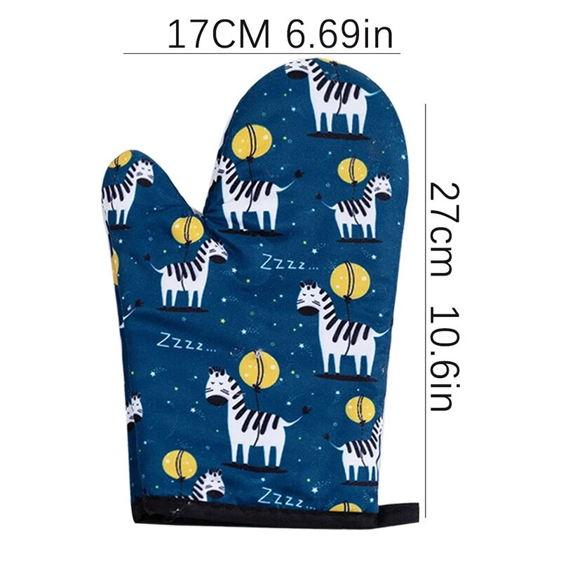 1 tk köögi paksendatud mikrolaineahju ahjukindad Loomade läbipaistva trükiga majapidamises isoleeritud küpsetuskindad