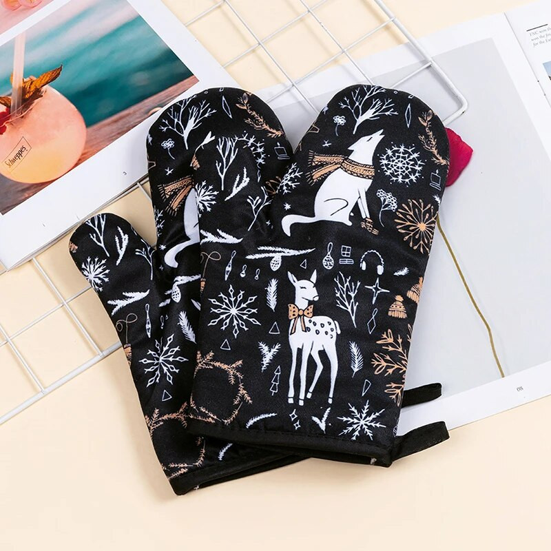 1 tk köögi paksendatud mikrolaineahju ahjukindad Loomade läbipaistva trükiga majapidamises isoleeritud küpsetuskindad