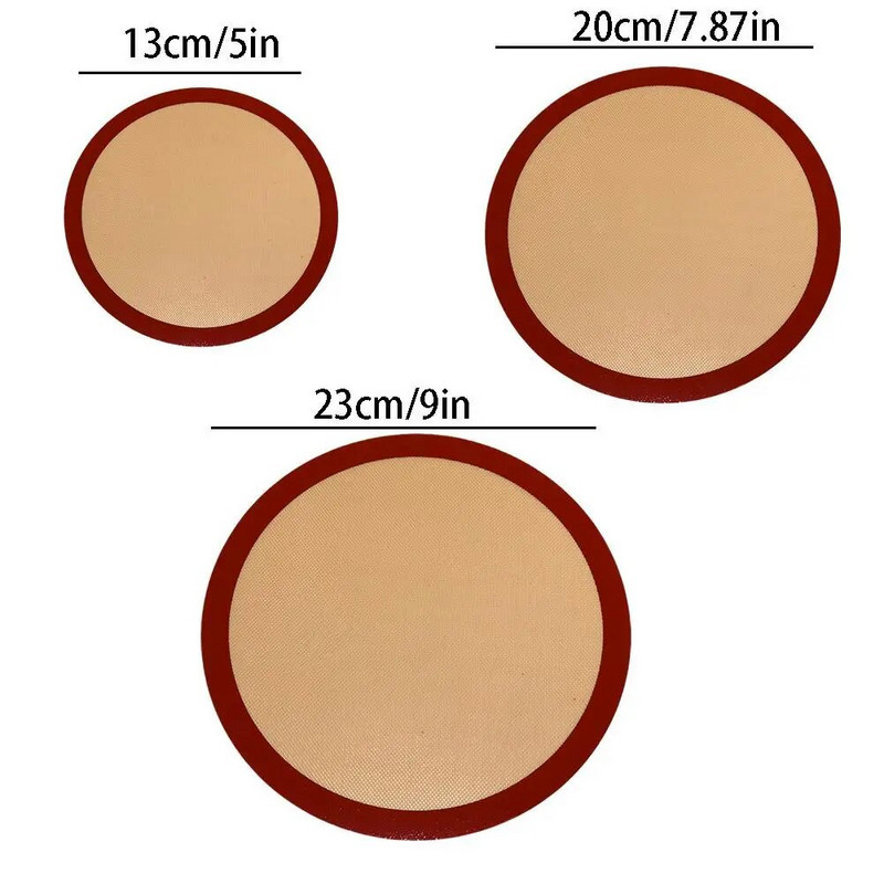 13–23 cm kleepumatu ümmargune silikoonist küpsetusmatt Kuumakindel koogipanni vooder küpsetusplaadid pitsa-leivaküpsetaja ahjuõhufritüüri jaoks