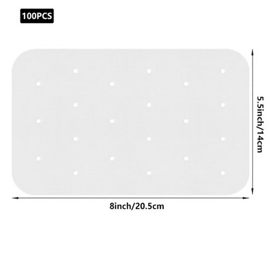 100 tk. Õhufritüüri ühekordselt kasutatav paber Mittekleepuv köök Küpsetusõlikindel paber Mikrolaineahi Grill Ahi Fritüür Paberid Aurupaber