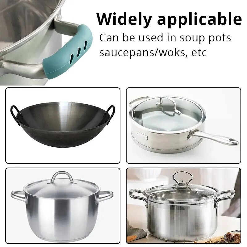 Silikónové držiaky na hrnce s protišmykovou gumou, držiaky na hrnce, spona na ucho na panvicu, liatinové rukoväte, kryt na uchopenie, tepelne odolná rukoväť