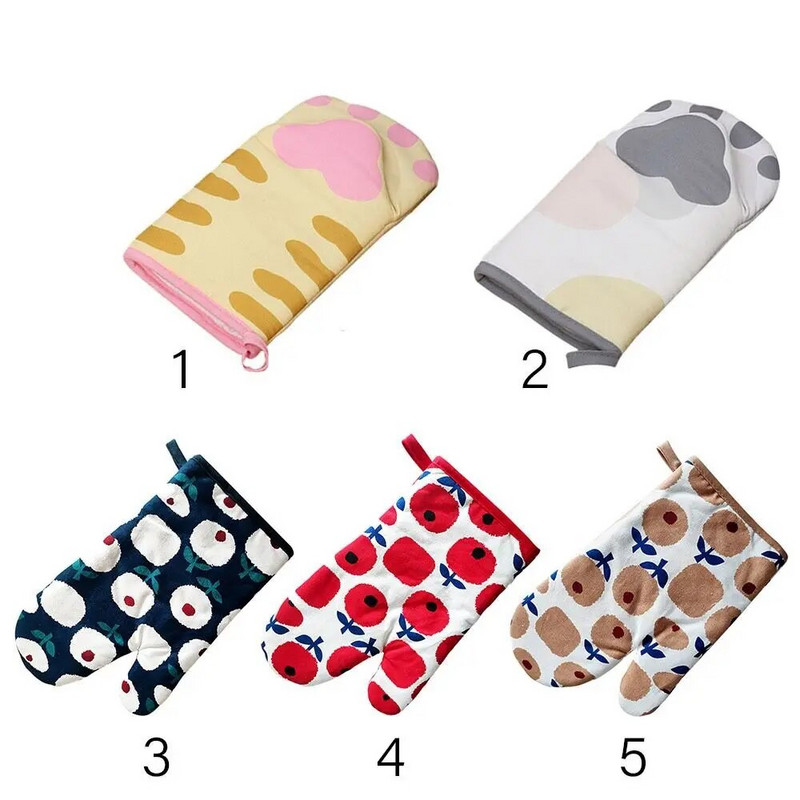 1vnt 3D animacinių filmų gyvūnų kačių letenos orkaitės pirštinės ilgos medvilninės kepimo izoliacinės pirštinės mikrobangų krosnelėje atsparios karščiui neslystančios virtuvės pirštinės