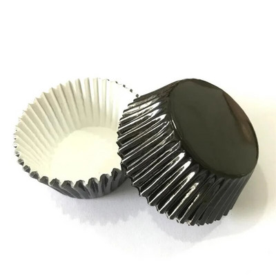 100 tk koogipabertopsid kuld/hõbe/punane foolium paberist koogivoodri hoidja muffini küpsetustassi koogiümbrise ümbris alumiiniumfoolium metall