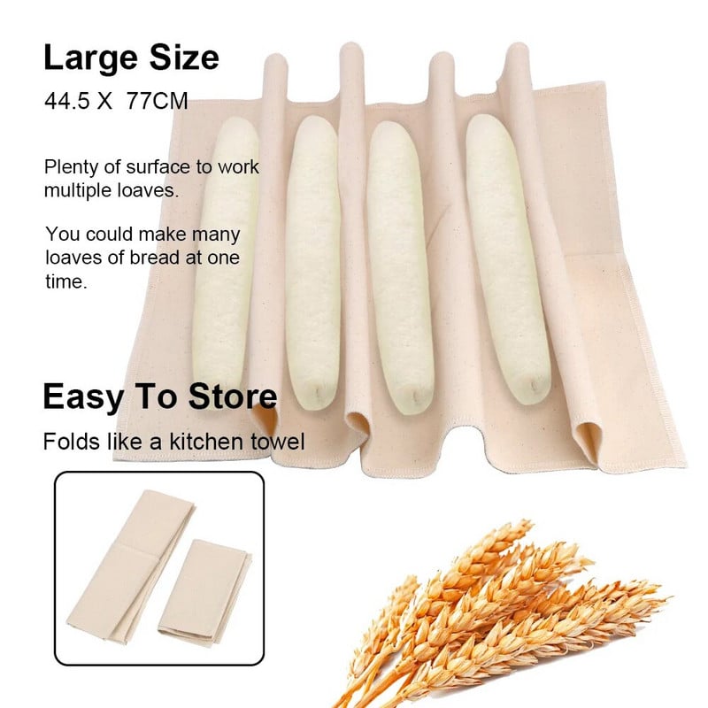 Ľanové kysnuté plátno Cesto Pekárenské panvice Kysnutie chleba Bageta Ľanové plátno Cesto Pekársky gauč Kysnutie utierky Podložka na pečenie