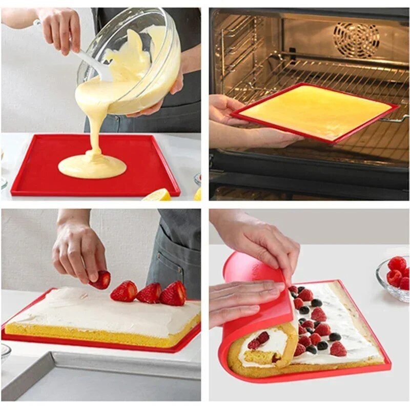 Silikonska podloga za pečenje Swiss Roll Mat Neljepljiva silikonska podloga za pećnicu Posuda za pizzu kolač Kalup za pečenje kolača Pribor za pečenje kolača