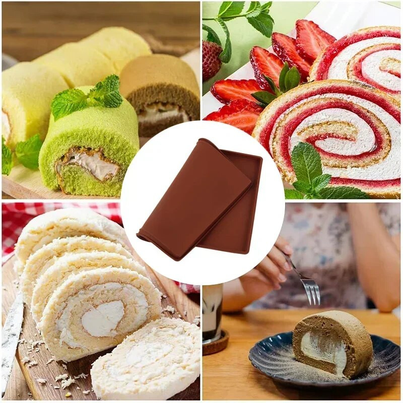 Silikonska podloga za pečenje Swiss Roll Mat Neljepljiva silikonska podloga za pećnicu Posuda za pizzu kolač Kalup za pečenje kolača Pribor za pečenje kolača
