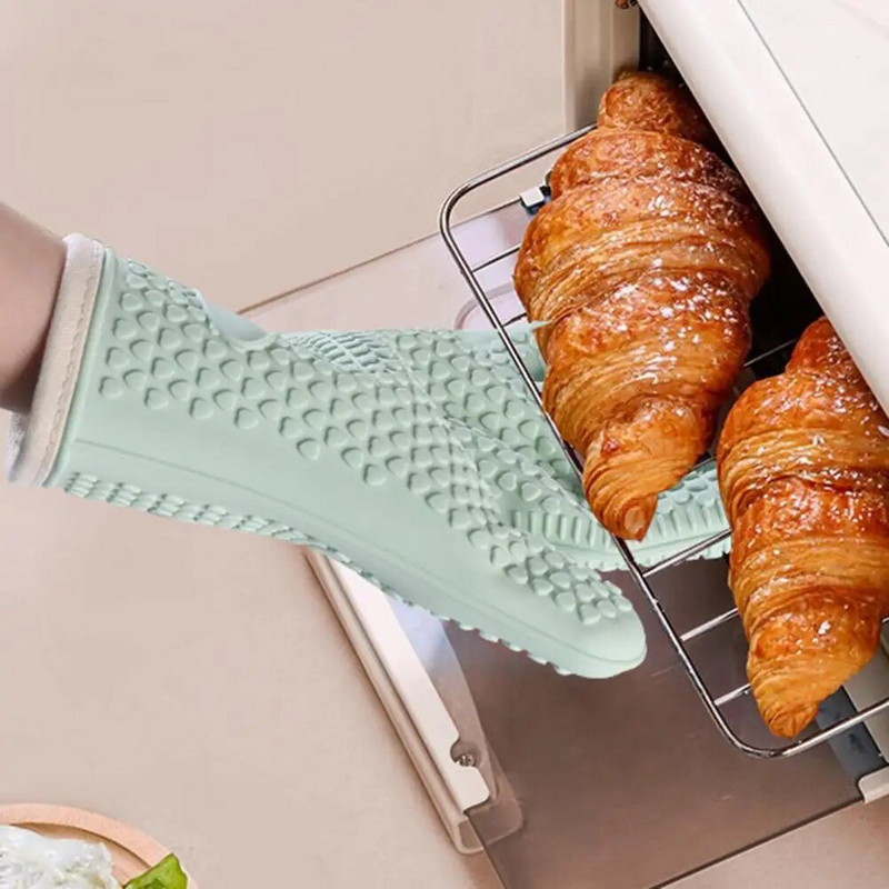 1 kom rukavica za pečenje, silikonska ultra-debela rukavica za mikrovalnu, neklizajuća tekstura, protiv opekotina, super mekana rukavica za pećnicu s uzicom