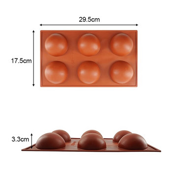 Полукръгла силиконова форма с 6/15/24 кухини, силиконови форми за печене за приготвяне на желе, шоколадови бонбони и силиконови форми за торта