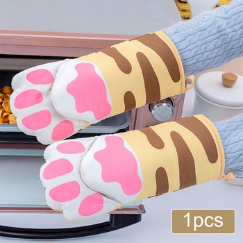 Мултифункционални ръкавици за микровълнова фурна Удебелена топлоизолационна притурка във формата на котка за барбекю Готвене Печене Готвене