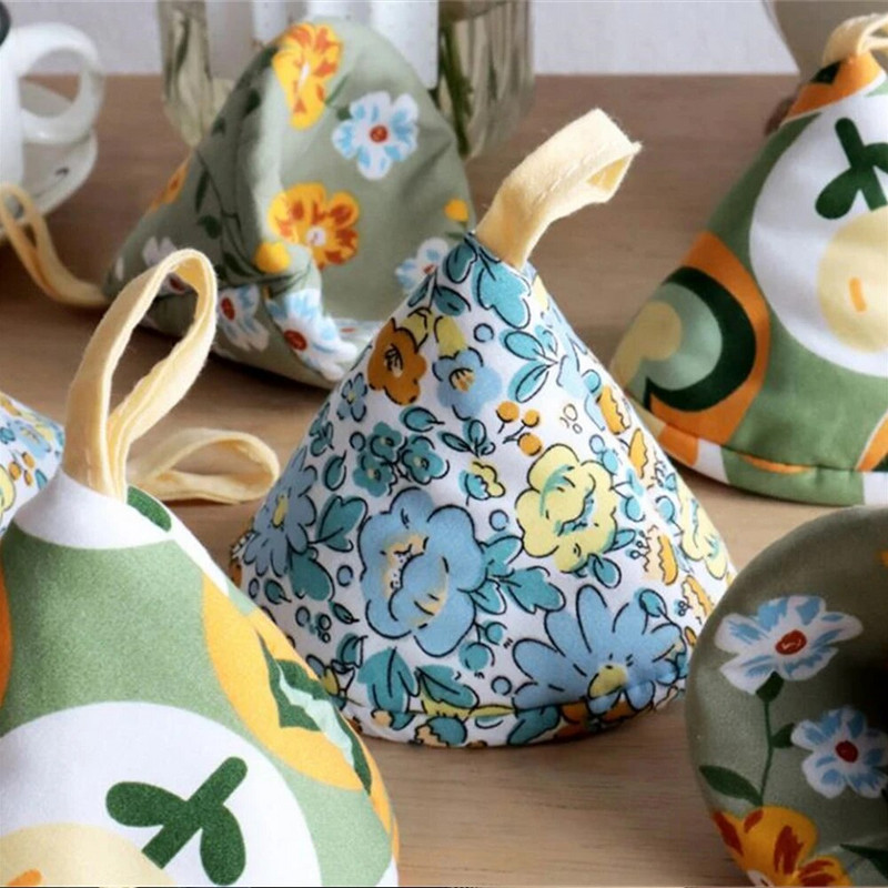 Bavlnená prešívaná trojuholníková čiapka na hrniec, proti obareniu, tepelná izolácia, kryt na hrniec, kuchynská zapekacia žehlička, hrniec, rukavice na rukoväť hrnca