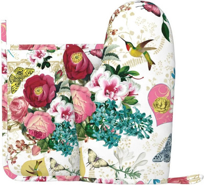 Seenekunsti ahjukindad ja potihoidjate komplektid, vastupidavad taaskasutatud täidisega silikoonist libisemiskindlad BBQ-kindad kööki