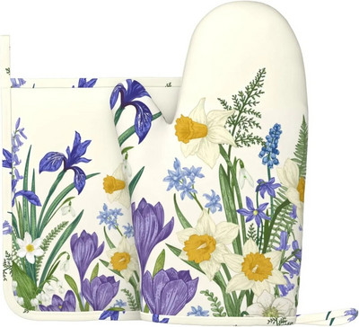 Seenekunsti ahjukindad ja potihoidjate komplektid, vastupidavad taaskasutatud täidisega silikoonist libisemiskindlad BBQ-kindad kööki