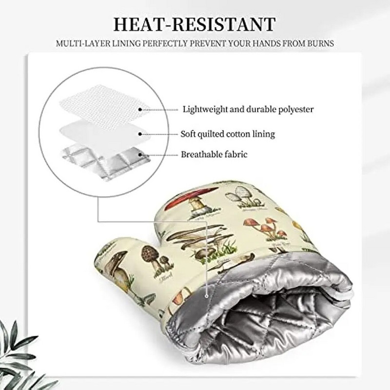 Seenekunsti ahjukindad ja potihoidjate komplektid, vastupidavad taaskasutatud täidisega silikoonist libisemiskindlad BBQ-kindad kööki