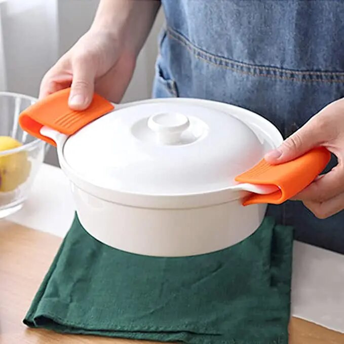 2vnt silikoninis puodo laikiklis nuo nuplikimo pirštinės neslystančios rankenos dangtelis mikrobangų krosnelės pirštinės karščiui atsparus segtukas virtuvės prietaisai