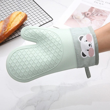 Нови силиконови и памучни ръкавици Twill Двуслойни ръкавици за микровълнова фурна Ръкавици за фурна Кухненски топлоизолационни ръкавици за печене Ръкавици за фурна