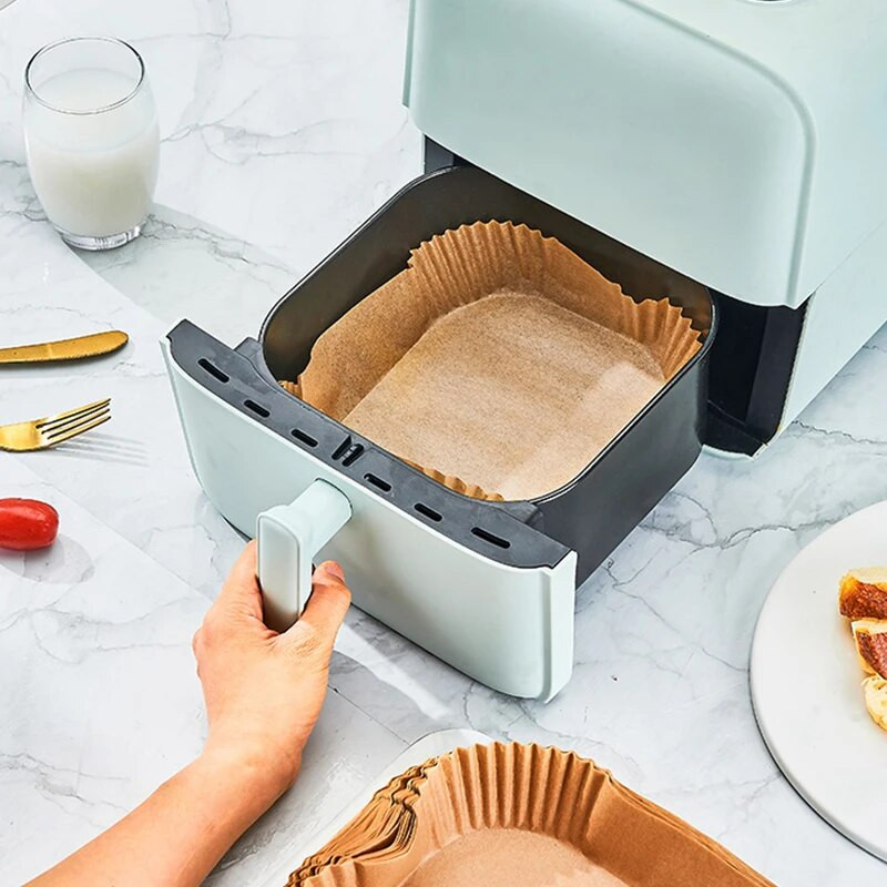 22x14cm ristkülikukujuline õlipaberkandik Õhkfritüür ühekordselt kasutatav paberist küpsetusvooder BBQ ahju õhupadi õlikindel pannõhkfritüüri tarvikud