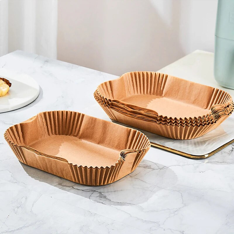 22x14cm ristkülikukujuline õlipaberkandik Õhkfritüür ühekordselt kasutatav paberist küpsetusvooder BBQ ahju õhupadi õlikindel pannõhkfritüüri tarvikud