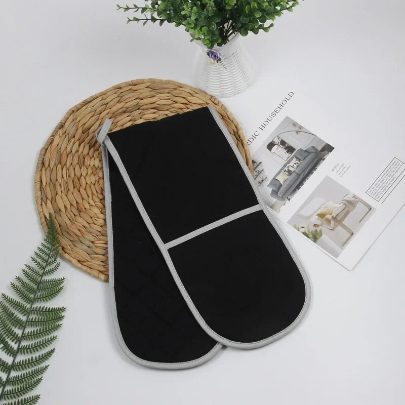 Bavlnené siamské rukavice proti obareniu, zahustená podložka na pečenie do mikrovlnnej rúry, termo rukavica s dvojitou siamskou izoláciou do hrnca