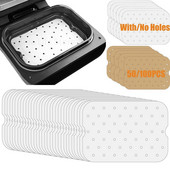 50/100 ks jednorazové papierové vložky do fritézy, obdĺžnikové s/bez otvorov, pergamenové pre príslušenstvo do fritézy Ninja Foodi s dvojitým košíkom