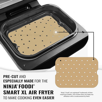 50/100Pcs Air Fryer Μίας χρήσης Επένδυση χαρτιού Ορθογώνια με/Χωρίς Τρύπες Περγαμηνή για Ninja Foodi Dual Basket Airfryer Αξεσουάρ
