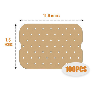 50/100 ks jednorazové papierové vložky do fritézy, obdĺžnikové s/bez otvorov, pergamenové pre príslušenstvo do fritézy Ninja Foodi s dvojitým košíkom