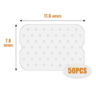 50/100 ks jednorazové papierové vložky do fritézy, obdĺžnikové s/bez otvorov, pergamenové pre príslušenstvo do fritézy Ninja Foodi s dvojitým košíkom