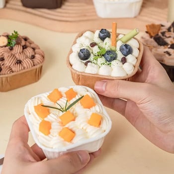 Τετράγωνο χαρτί cupcake 50 τμχ Ανθεκτικό σε υψηλές θερμοκρασίες λαδιού ρολό από σιφόν Κύπελλο ψησίματος για μάφιν Θήκη φόρμας