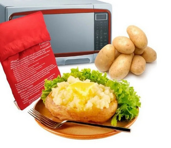 1 τεμ. Κόκκινη σακούλα κουζίνας που πλένεται πατάτα φούρνου μικροκυμάτων Μαγειρική πατάτα Γρήγορη γρήγορη (μαγειρεύει 4 πατάτες ταυτόχρονα) Hot 2018