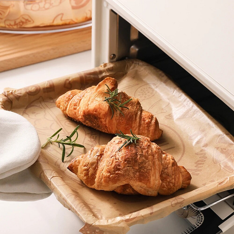 Ühekordne Airfryeri küpsetuspaberi vooder Õlikindel mittenakkuva leivavõileiva burgeri friikartulite ümbris Pärgamentpaber ahjuõhufritüürile