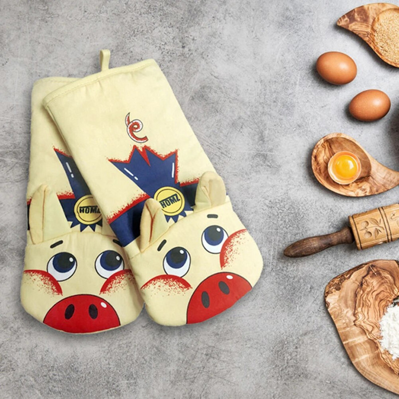 1tk Cute Pig Libisemisvastane Põletusvastane Köök Mikrolaineahi Kinnas Küpsetusahi Kinnas asend keevitusahi köögikindad gant köök
