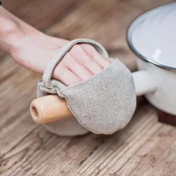 Памучна ръкавица за фурна Удебелени термоустойчиви ръкавици Ръкавица за пръсти за фурна Държач за тенджера за гореща кухненска печка Инструмент