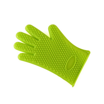 1PC Силиконови ръкавици във формата на сърце са устойчиви на топлина, устойчиви на изгаряне, водоустойчиви и противоплъзгащи се и са печени ръкавици с пет пръста