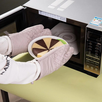 Термоизолационни ръкавици Удебеляват и удължават Нехлъзгащи се Устойчиви на висока температура Микровълнова фурна Фурна за печене Анти-горещи ръкавици