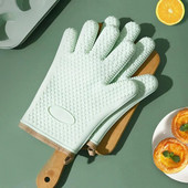 Mănuși izolate pentru cuptor antiopărire, cuptor cu microunde, mănuși de copt, mănuși îngroșate din silicon cu cinci degete, rezistente la căldură