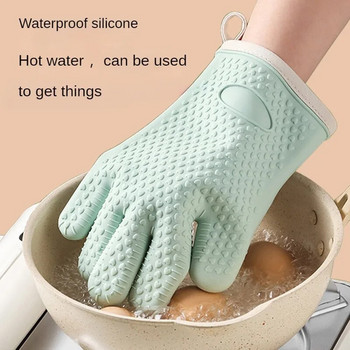 Γάντια φούρνου με μόνωση κατά του εγκαυμάτων Γάντια ψησίματος φούρνου μικροκυμάτων κουζίνας Γάντια σιλικόνης με μόνωση με πέντε δάχτυλα