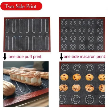 1 τεμ Διάτρητο ταψί σιλικόνης εκτύπωσης δύο όψεων Αντικολλητικό φύλλο φούρνου Εργαλείο αρτοποιίας Πατάκι ζαχαροπλαστικής Macaron για φουσκωτό μπισκότο