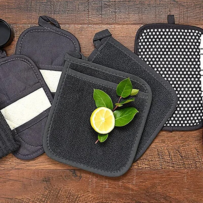 2 ks 3 v 1 držiaky na hrnce, froté slučky, bavlnené látky, rukavice, vrecko, vankúš, podložka, kuchynské náradie, kuchynské rukavice, držiak na hrnce