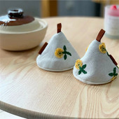 Tepelne odolná proti obareniu, vyšívaná rukoväť hrnca, krytka na rukoväť hrnca s trojuholníkovou izoláciou, mikrovlnná rukavica, japonský kryt hrnca