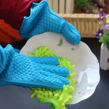 1 Силиконови ръкавици за ръчно печене Ръкавици за печене за микровълнова фурна Кухненски силиконов държач против изгаряне и противоплъзгане, ръкавица Кухненска тенджера за барбекю