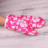 1vnt orkaitės pirštinė, minkštos tekstūros karščiui atspari orkaitės pirštinė, poliesteris su gėlėmis marginta mikrobangų krosnelės pirštinių kepimo priedai