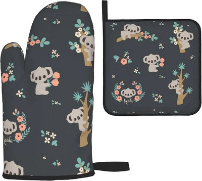 Ružové prasiatko, žiaruvzdorné rukavice a chňapky do rúry, protišmykové kuchynské rukavice, horúce podložky s vnútornou bavlnenou vrstvou na varenie a grilovanie